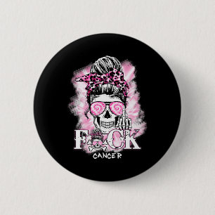 Badge Rond 5 Cm Sensibilisation au cancer du sein Crâne F Ck Cance