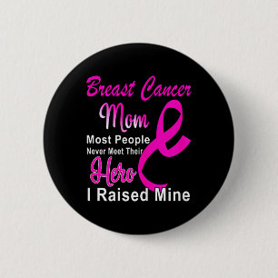 Badge Rond 5 Cm Sensibilisation au cancer du sein Mère Guerrier du