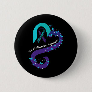 Badge Rond 5 Cm Sensibilisation au suicide par papillon cardiaque