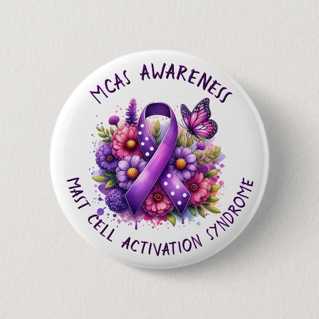 Badge Rond 5 Cm Sensibilisation au syndrome d'activation des cellu (Devant)