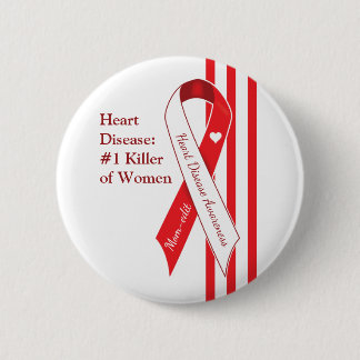 Badge Rond 5 Cm Sensibilisation aux maladies du coeur et aux femme