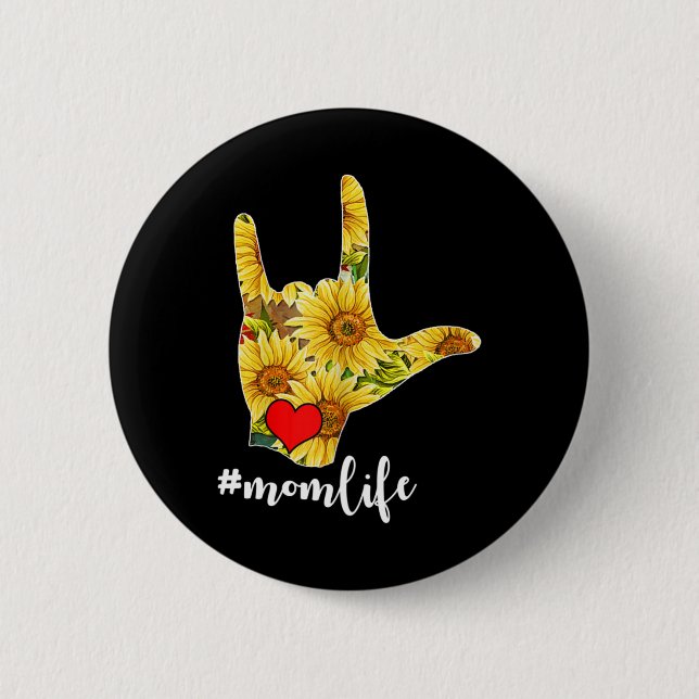 Badge Rond 5 Cm Sensibilisation aux sourds ASL Langue des signes S (Devant)