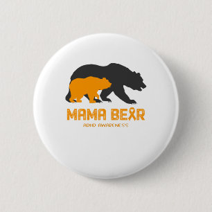 Badge Rond 5 Cm Sensibilisation de l'ours maman au TDAH