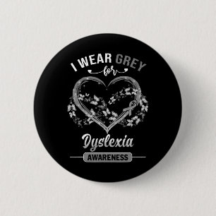 Badge Rond 5 Cm Sensibilisation Je porte le coeur de papillon gris