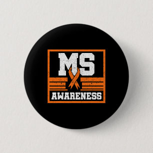 Badge Rond 5 Cm Sensibilisation Sclérose en plaques Orange Autoimm