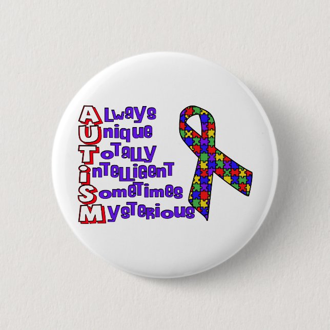 Badge Rond 5 Cm Sensibilisation sur l'autisme (Devant)