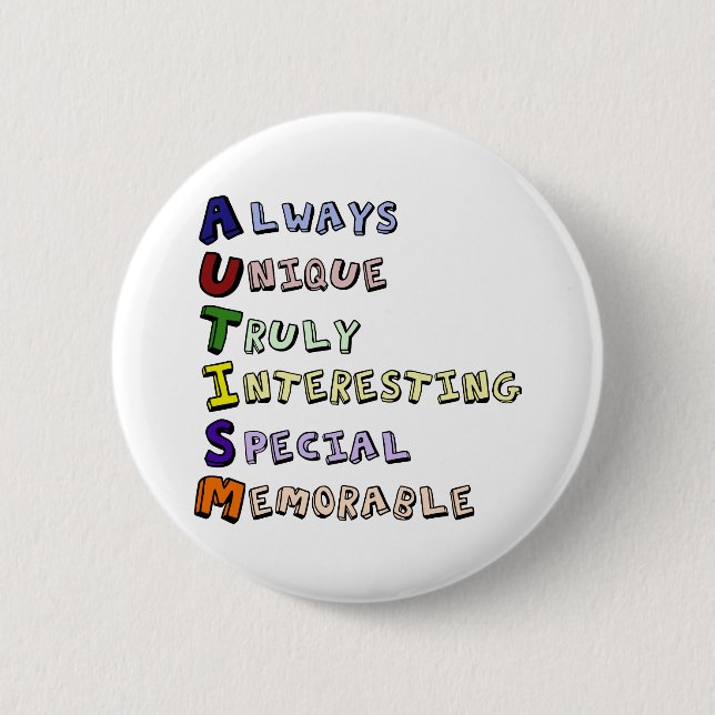 Badge Rond 5 Cm Sensibilisation sur l'autisme Acrostique mignon po (Devant)