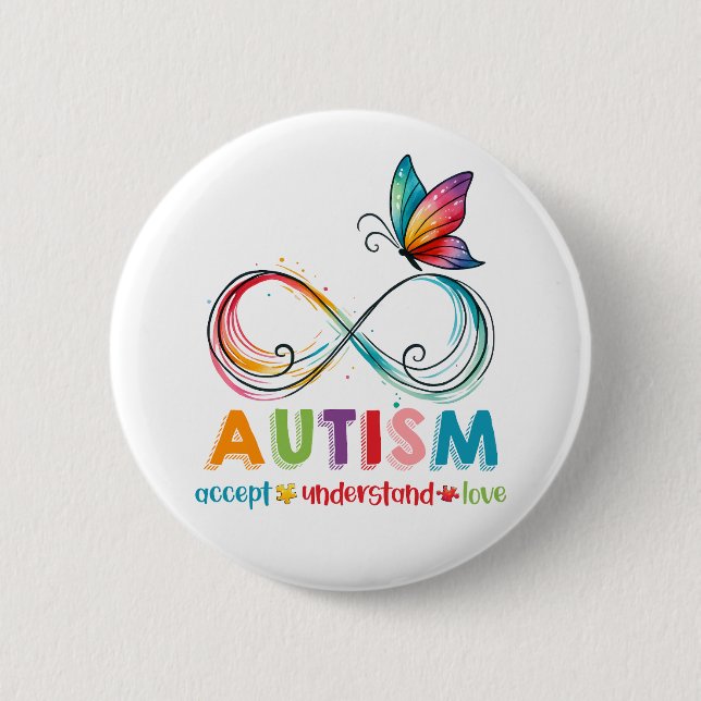 Badge Rond 5 Cm Sensibilisation sur l'autisme d'amour motivationne (Devant)