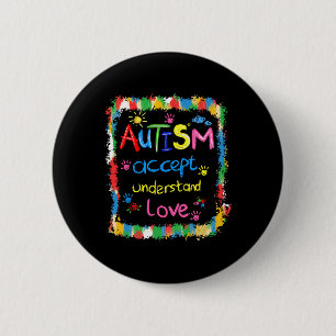 Badge Rond 5 Cm Sensibilisation sur l'autisme de brosse Accepter C