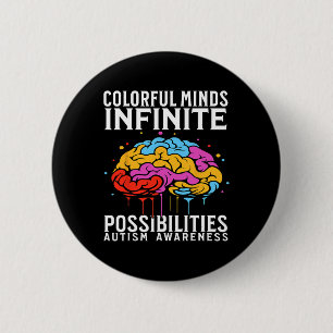 Badge Rond 5 Cm Sensibilisation sur l'autisme de l'esprit coloré E