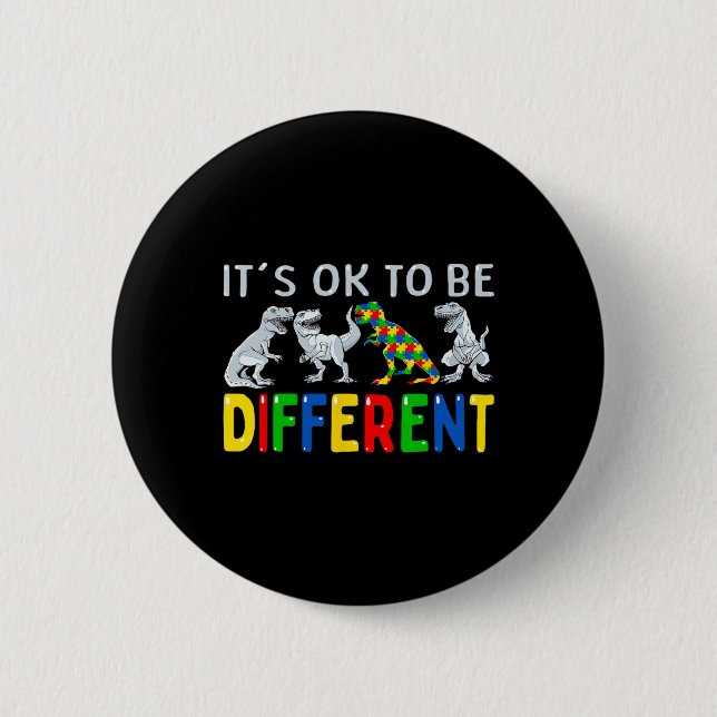 Badge Rond 5 Cm Sensibilisation sur l'autisme Dinosaur Enfants Gar (Devant)