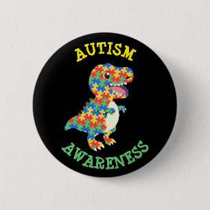 Badge Rond 5 Cm Sensibilisation sur l'autisme Dinosaures