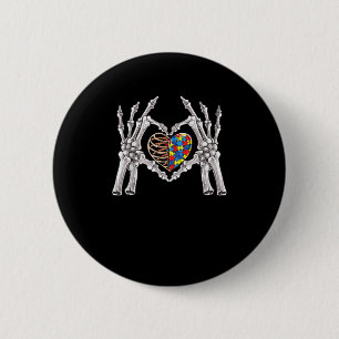 Badge Rond 5 Cm Sensibilisation sur l'autisme Gothique Crâne main 
