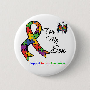 Badge Rond 5 Cm Sensibilisation sur l'autisme pour mon fils