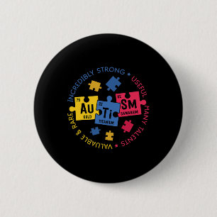 Badge Rond 5 Cm Sensibilisation sur l'autisme Professeur périodiqu