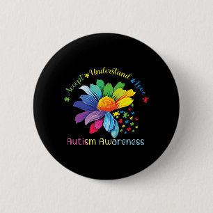 Badge Rond 5 Cm Sensibilisation sur l'autisme Sunflower Accepter C