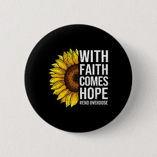 Badge Rond 5 Cm Sensibilisation Tournesol Avec Foi vient l'espoir