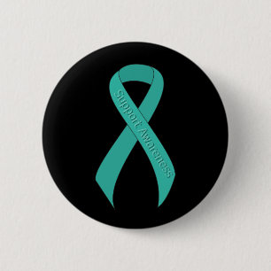 Badge Rond 5 Cm Sensibilisation turquoise au soutien du carbone