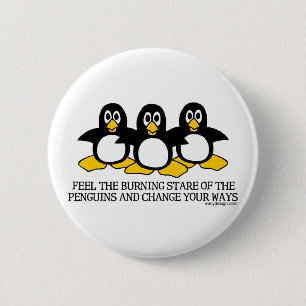 Badge Rond 5 Cm Sentez Le Regard Brillant Des Pingouins