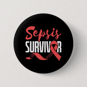 Badge Rond 5 Cm Sepsis Survivor Warrior Fighor Awareness Moth