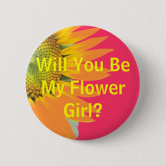 Badge Rond 5 Cm Seras-tu ma fille aux fleurs ? (Devant)