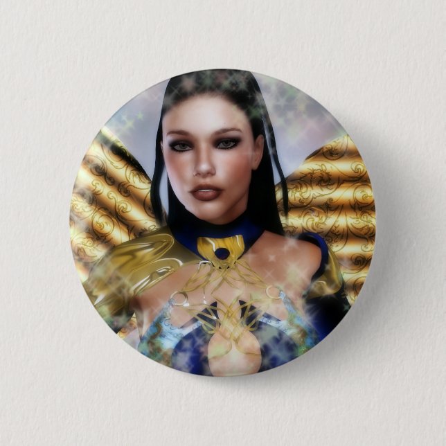 Badge Rond 5 Cm Serena, la fée noire Haired (Devant)