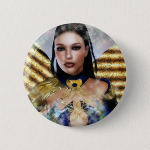 Badge Rond 5 Cm Serena, la fée noire Haired