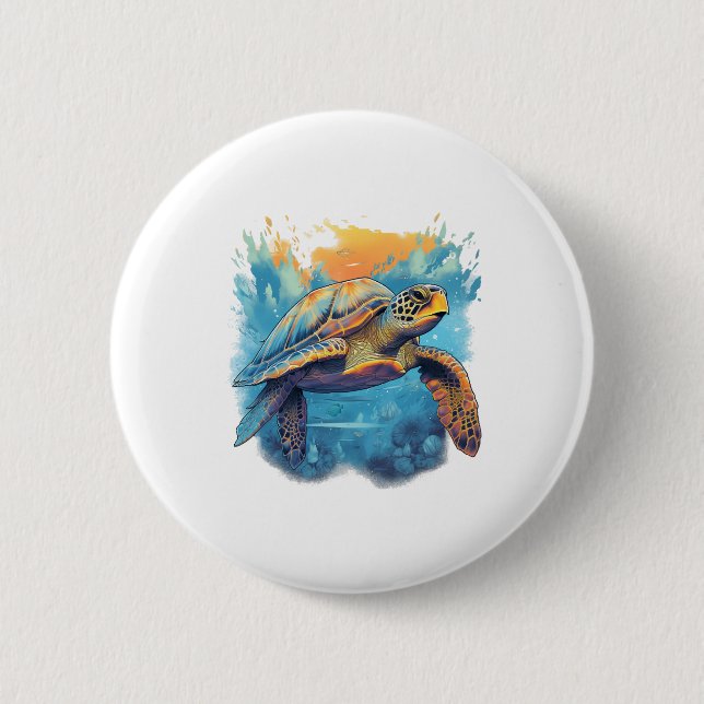Badge Rond 5 Cm Serene Underwater Turtle Copy (Devant)