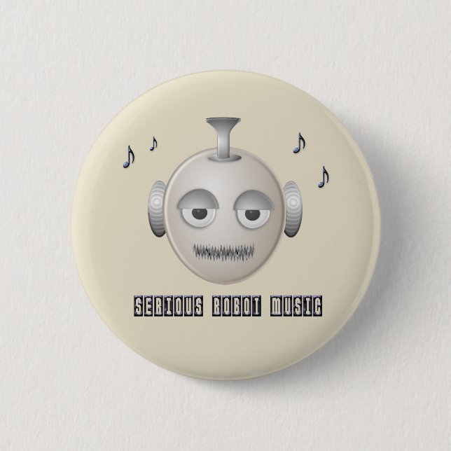 Badge Rond 5 Cm Serious Robot Music - bouton (Devant)