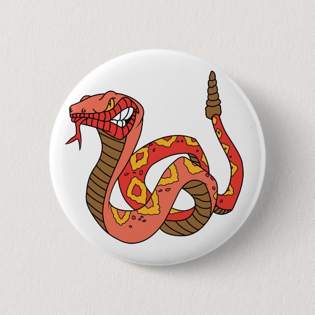 Badge Rond 5 Cm Serpent à sonnettes rouge impressionnant (Devant)