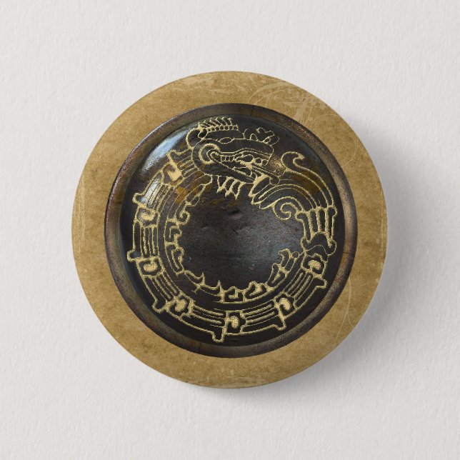 Badge Rond 5 Cm Serpent aztèque (Devant)