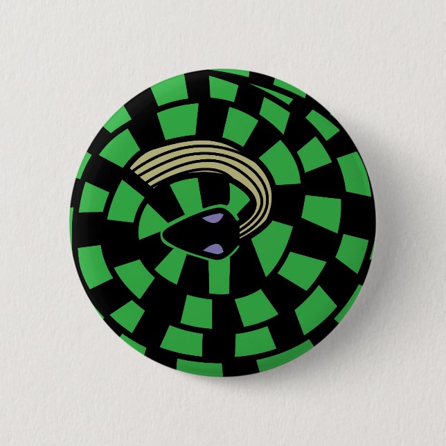Badge Rond 5 Cm Serpent - illusion optique (vert) (Devant)