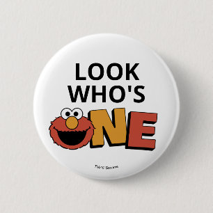 Badge Rond 5 Cm Sesame Street Elmo - Premier Bouton d'Anniversai