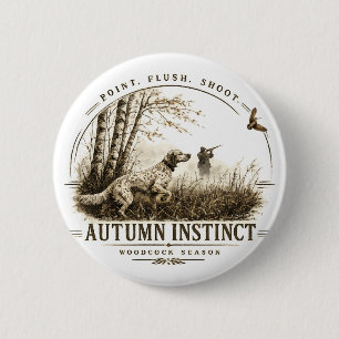 Badge Rond 5 Cm Setter anglais, chasse à la bécasse