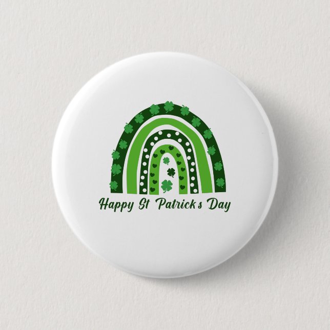 Badge Rond 5 Cm Shamrock Boho vert Rainbow St. Patrick's Day (Devant)