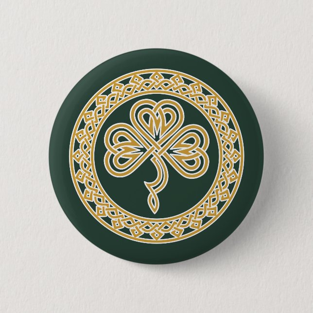 Badge Rond 5 Cm Shamrock de noeud celtique (Devant)