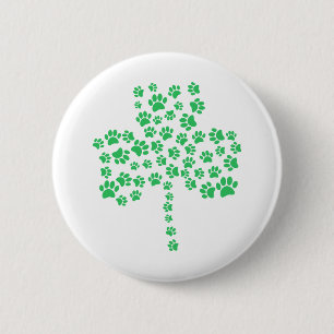 Badge Rond 5 Cm Shamrock Empreinte de patte de chien