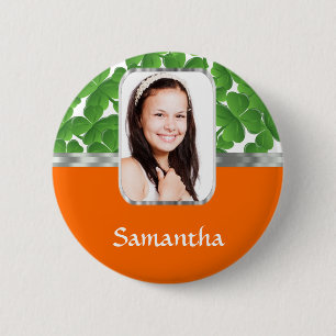 Badge Rond 5 Cm Shamrock et orange
