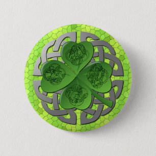 Badge Rond 5 Cm Shamrock - noeud celtique - 4 évangélistes