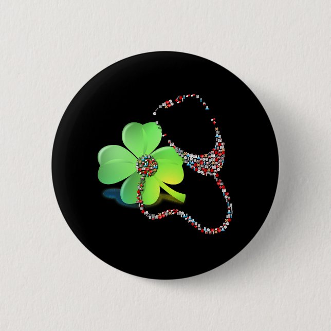 Badge Rond 5 Cm Shamrock Saint Patricks Day Infirmière inscrite Te (Devant)