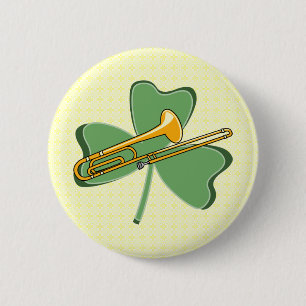 Badge Rond 5 Cm Shamrock Trombone