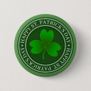 Badge Rond 5 Cm Shamrock vert de la Saint Patrick