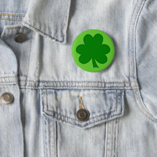 Badge Rond 5 Cm Shamrock vert simple St Pats Day
