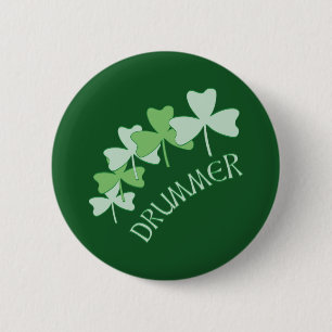 Badge Rond 5 Cm Shamrocks de batteur décrit vert