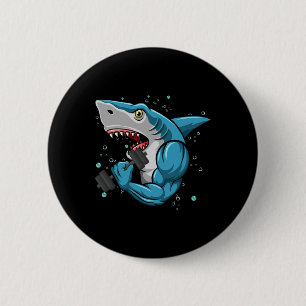 Badge Rond 5 Cm Shark Gym Powerlifting Weightlifting Bodybuilding