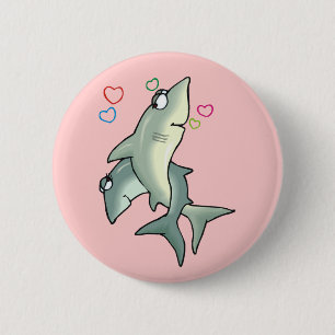 Badge Rond 5 Cm Shark Love (pink) Button