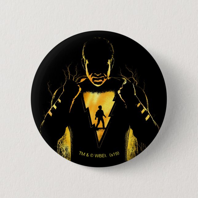 Badge Rond 5 Cm SHAZAM ! | Shazam et Billy Lightning Silhouette (Devant)