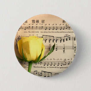 Badge Rond 5 Cm Sheet Music Yellow Rose