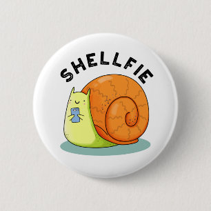 Badge Rond 5 Cm Shellfie Fundy Snail Selfie Pun