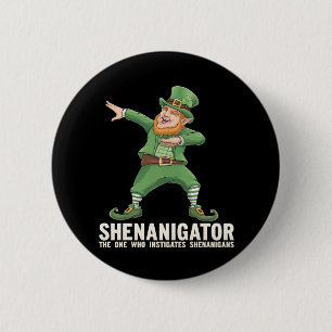 Badge Rond 5 Cm Shenanigator Dabbing Leprechaun St Patrick's Day